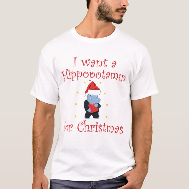 Ich wollte zu Weihnachten einen Nilpferd T-Shirt (Vorderseite)