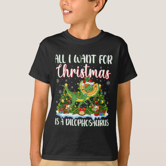 Ich Wollte zu Weihnachten ist ein Dilophosaurus We T-Shirt (Vorderseite)