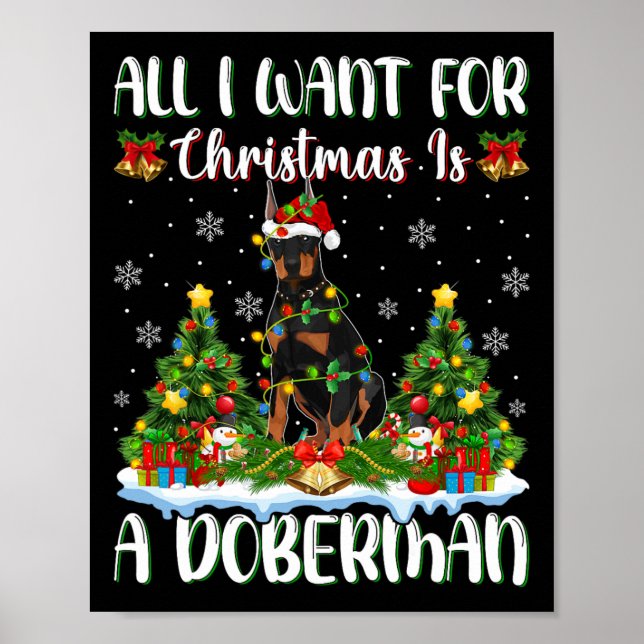 Ich Wollte zu Weihnachten ist ein Doberman Dog Xma Poster (Vorne)