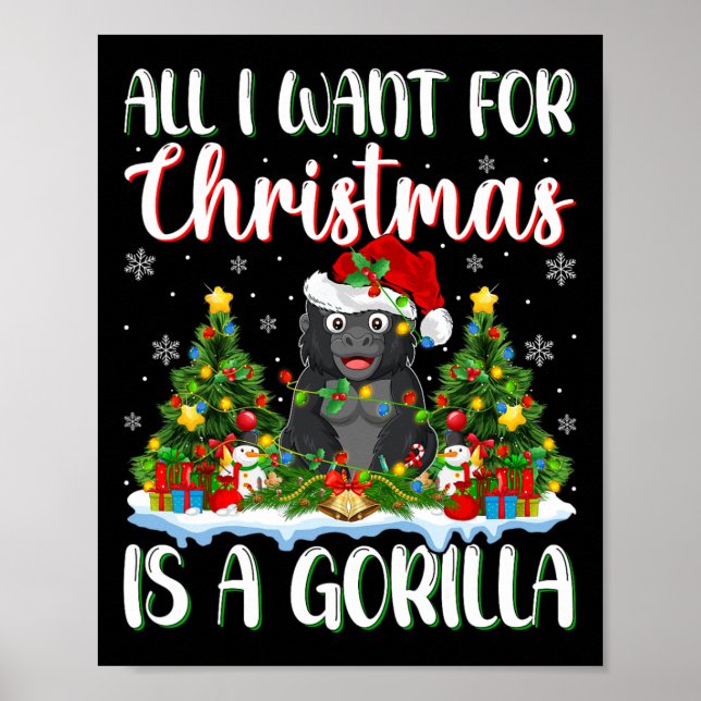 Ich Wollte zu Weihnachten ist ein Gorilla Weihnach Poster (Vorne)