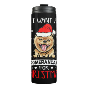 Ich Wollte zu Weihnachten ist ein Spitz Hund Weihn Thermosbecher
