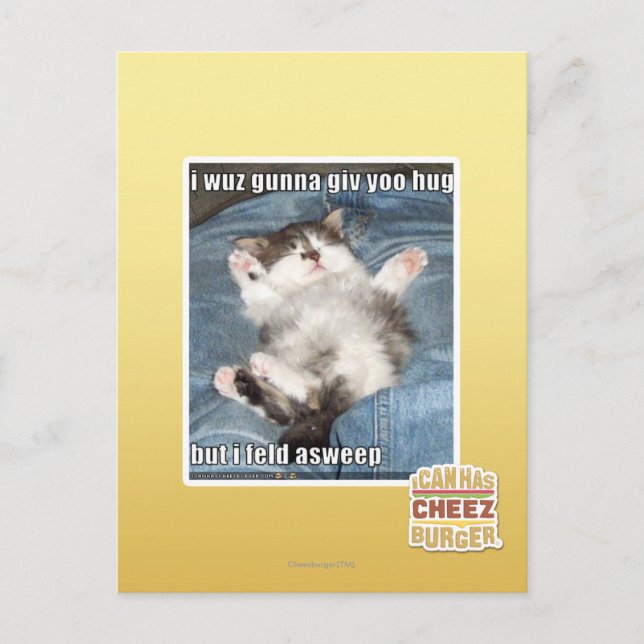 Ich wuchs gunna giv yoo hug postkarte (Vorderseite)