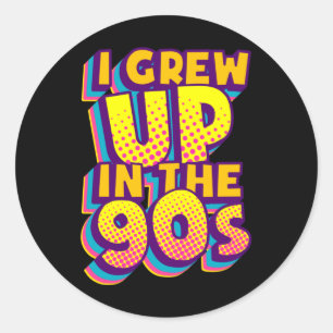 Ich wuchs in den 90er Jahren auf, 1990, Retro 90er Runder Aufkleber