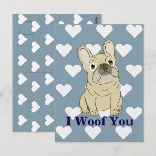Ich wuffe dich - Französische Bulldoggenherzen Postkarte