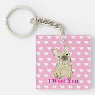 Ich wuffe dich - Französische Bulldoggenherzen Schlüsselanhänger