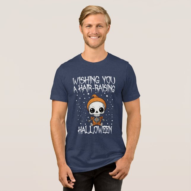 Ich wünsche dir ein haarsträubendes Halloween Tri-Blend Shirt (Vorderseite voll)