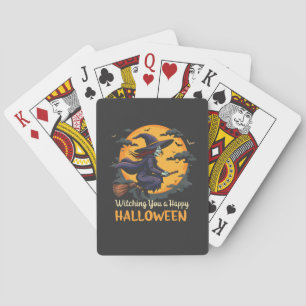 Ich wünsche dir eine glückliche Halloween-Hexe auf Spielkarten