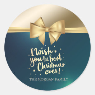 Ich wünsche Ihnen das beste Weihnachten jemals Gol Runder Aufkleber