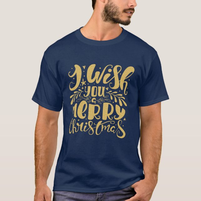 Ich wünsche Ihnen eine frohe Weihnachts-Gold-Typog T-Shirt (Vorderseite)