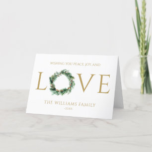 Ich wünsche Ihnen Frieden Freude und Liebe Gold Fa Feiertagskarte