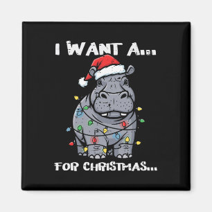 Ich wünsche mir ein Nilpferd zu Weihnachten Lustig Magnet
