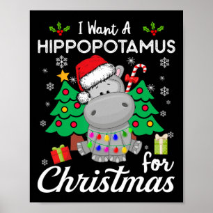 Ich wünsche mir ein Nilpferd zu Weihnachten Süßes Poster