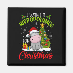 Ich wünsche mir ein Nilpferd zu Weihnachten Xmas H Magnet