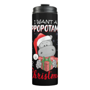 Ich wünsche mir ein Nilpferd zu Weihnachten Xmas N Thermosbecher