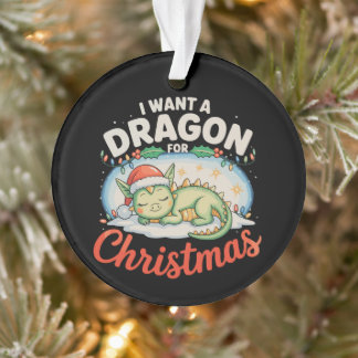 Ich wünsche mir einen Drachen zu Weihnachten Santa Ornament