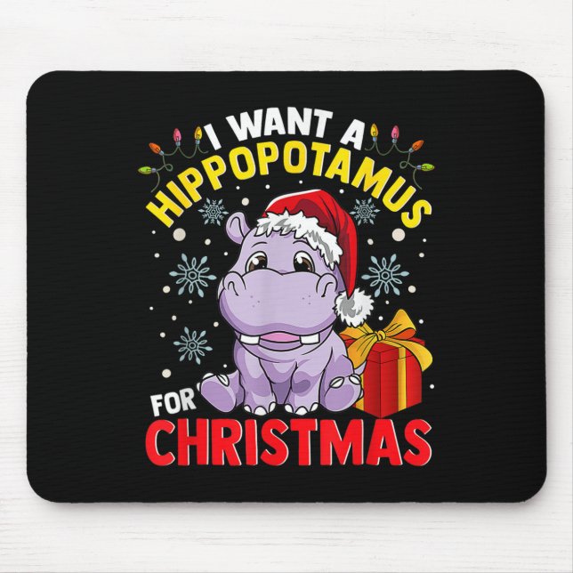 Ich wünsche mir einen Nilpferd zu Weihnachten Mousepad (Vorne)