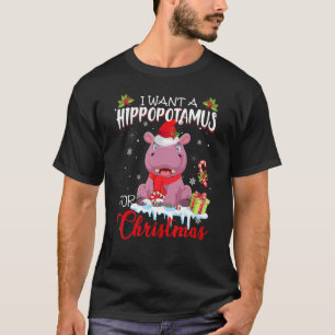 Ich wünsche mir einen Nilpferd zu Weihnachten Sant T-Shirt