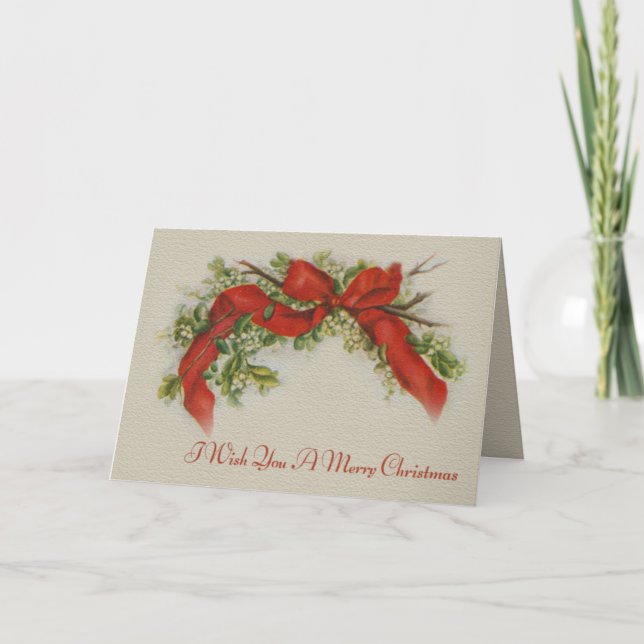 Ich wünschte dir einen frohen Weihnachts Red Bow V Karte (Vorderseite)