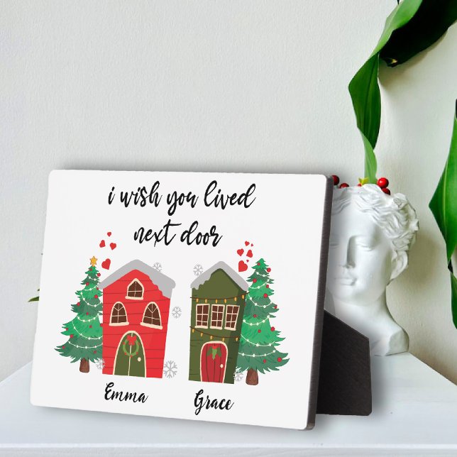 Ich wünschte, du lebst neben der Tür | Weihnachtsg Fotoplatte (I Wish You Lived Next Door | Christmas bestie cute Plaque)