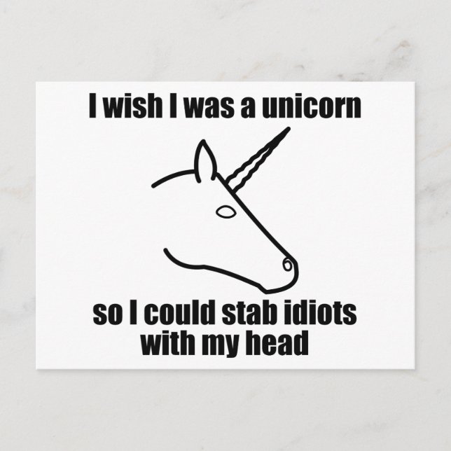 Ich wünschte, ich wäre ein Einhorn Postkarte (Vorderseite)