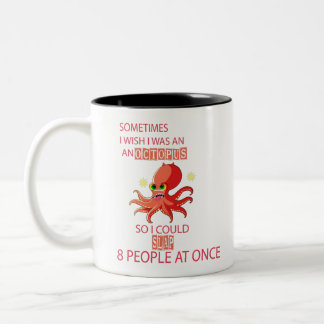 Ich wünschte mir, ich wäre ein Oktopus, um zu schl Zweifarbige Tasse