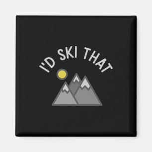 Ich würde diesen lustigen Skifahrer Skifahren Gesc Magnet
