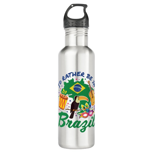 Ich würde eher in Brasilien sein brasilianische Re Edelstahlflasche (Vorderseite)