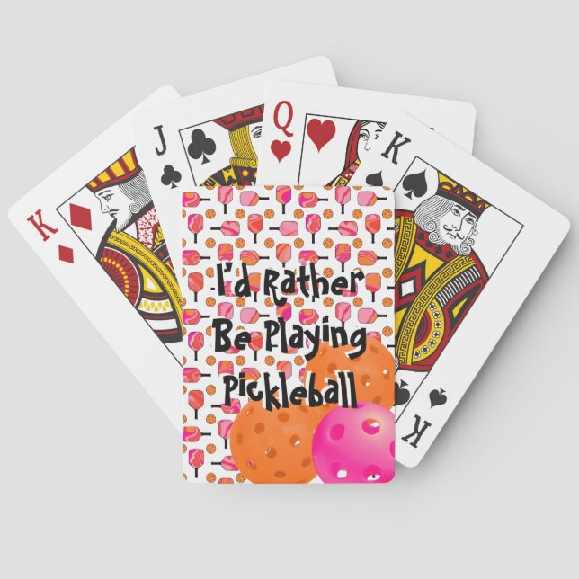 Ich würde eher Pickleball Pink Orange Swirl spiele Spielkarten (Rückseite)