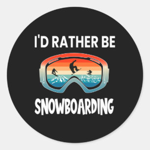 Ich würde eher Snowboarden Retro Sunset Goggles Sn Runder Aufkleber