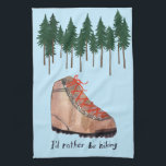 Ich würde eher Whimsikal BLAU-Bäume wandern Geschirrtuch<br><div class="desc">Ich möchte lieber wandern!! Was ist mit dir? Karo dieses süße Handtuch und Karo mein Shop für mehr passende Dinge wie Hemden, Magnete, Schlüsselanhänger, Kissen, Aufkleber und mehr. Und natürlich auch mehr Campervan und Camping. Passen Sie dies mit einem Namen, Ihrem eigenen Text oder ändern Sie die Farben. Frag mir,...</div>