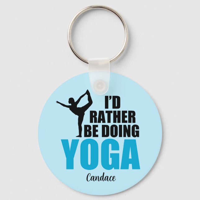 Ich würde eher Yoga Niedlich Blue Monogram Yogi ma Schlüsselanhänger (Vorderseite)