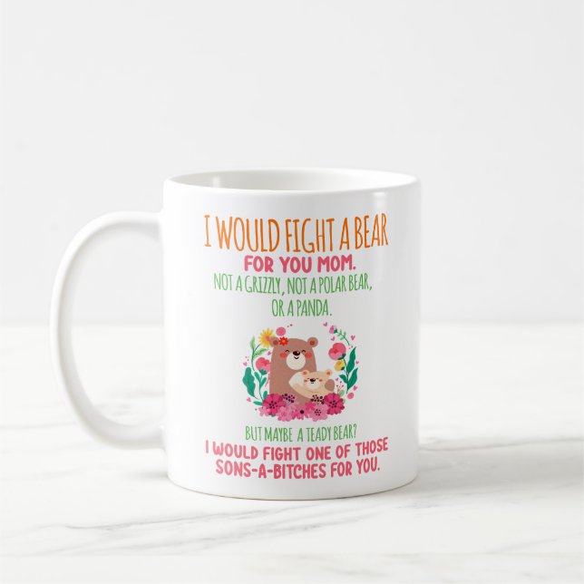 Ich würde einen Bären für dich kämpfen Mama Kaffeetasse (Links)
