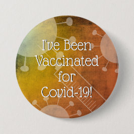 Ich wurde für Covid-19, Orange Grunge geimpft Button