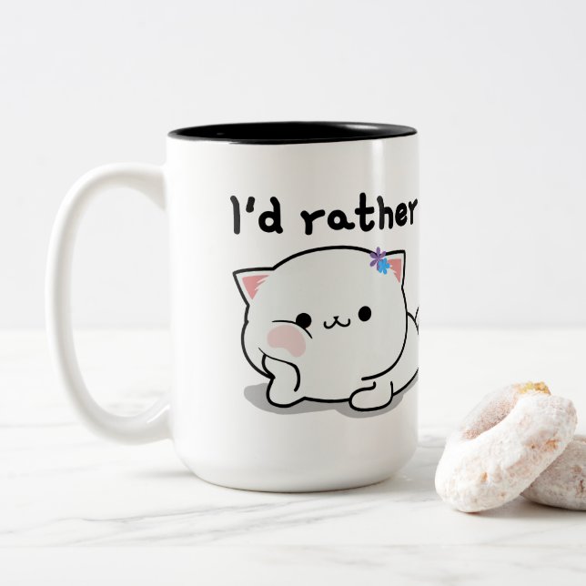 Ich würde lieber ein K-드 라 (K-Drama) mit dir beoba Zweifarbige Tasse (Mit Donut)