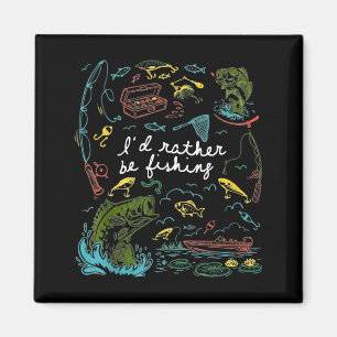 Ich würde lieber fischen Funny Fisherman Angelfreu Magnet