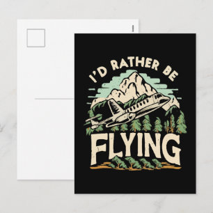 Ich würde lieber fliegen. Flugzeug Feiertagspostkarte