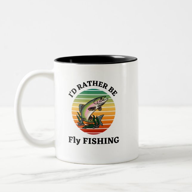 Ich würde lieber Fliegenfischen. Fischer, Sportler Zweifarbige Tasse (Links)