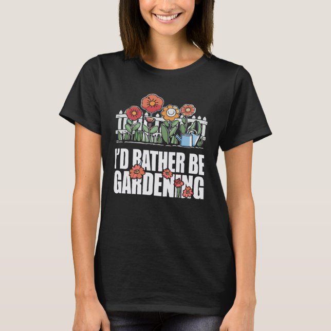 Ich würde lieber Gartenarbeit machen, Retro-Garten T-Shirt (Vorderseite)