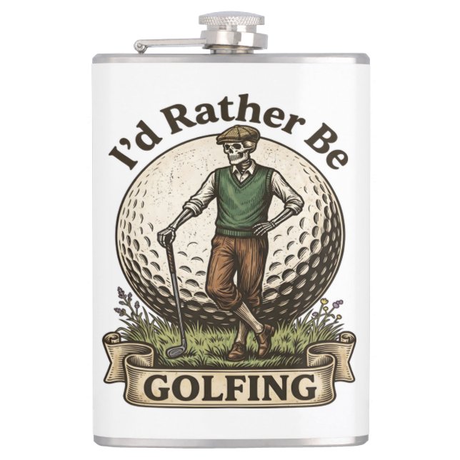 Ich würde lieber Golf spielen  Flachmann (Vorderseite)