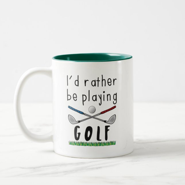 Ich würde lieber Golf spielen // Spaß Sport Zweifarbige Tasse (Links)
