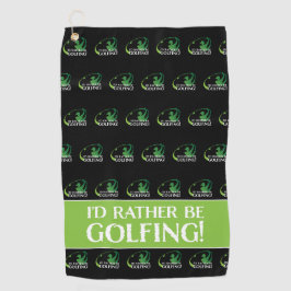 Ich würde lieber Golfer-Modernes Sportschwarz spie Golfhandtuch