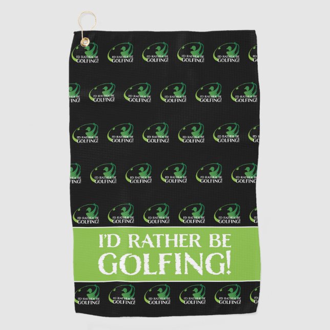 Ich würde lieber Golfer-Modernes Sportschwarz spie Golfhandtuch (Vorderseite)