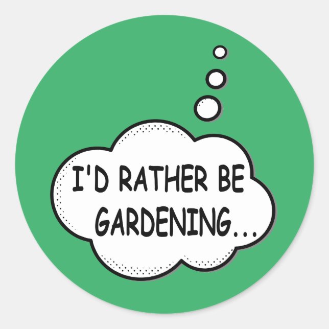 Ich würde lieber grün garten runder aufkleber (Vorderseite)