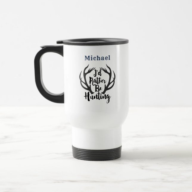 Ich würde lieber Hirschknochen-Monogramm jagen Reisebecher (Links)
