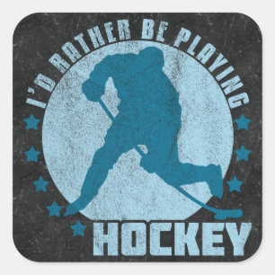 Ich würde lieber Hockey spielen Quadratischer Aufkleber