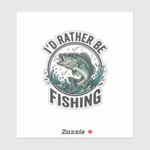 Ich würde lieber mit Vintage-Bass-Angler-T-Shirt a Aufkleber