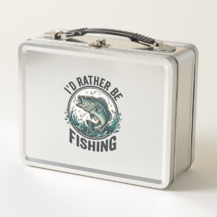 Ich würde lieber mit Vintage-Bass-Angler-T-Shirt a Metall Brotdose