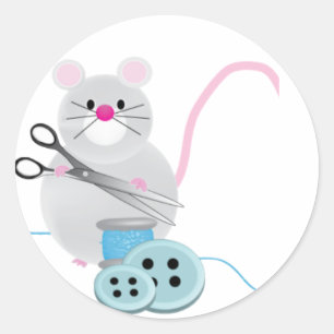 Ich würde lieber nähen! - Maus Runder Aufkleber