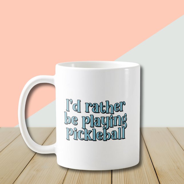 Ich würde lieber Pickleball Blue Retro Text spiele Kaffeetasse (Von Creator hochgeladen)