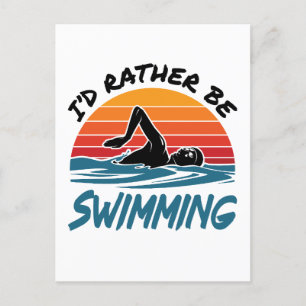 Ich würde lieber Retro schwimmen schwimmen Postkarte